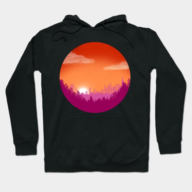 Subtle Lesbian Pride Flag Landscape Hoodie by JustGottaDraw